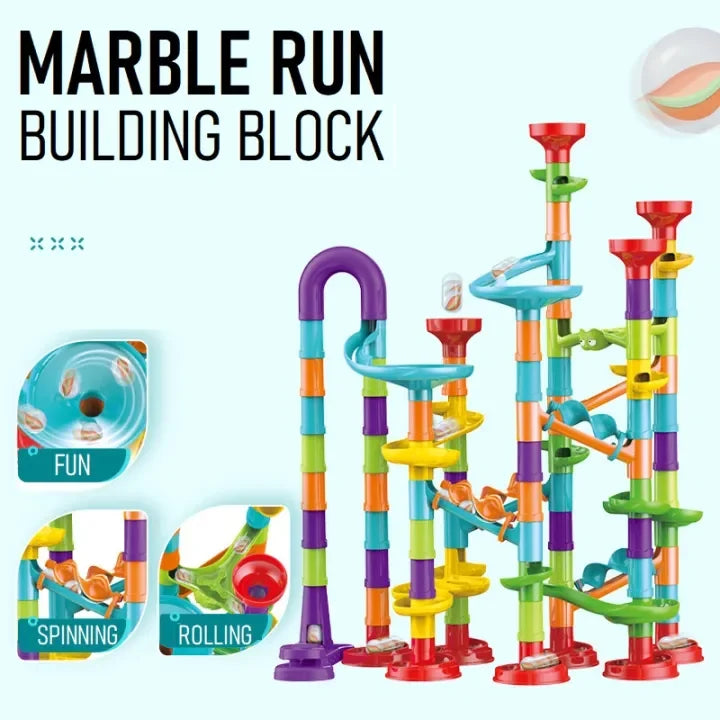 142Pcs DIY Marble Run Building Blocks Track