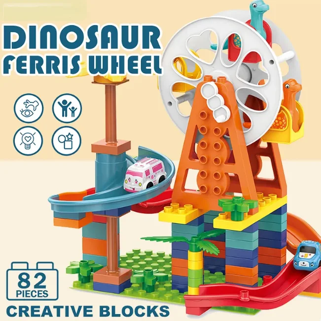 82Pcs DIY Manual Dinosaur Ferris Wheel Building Blocks