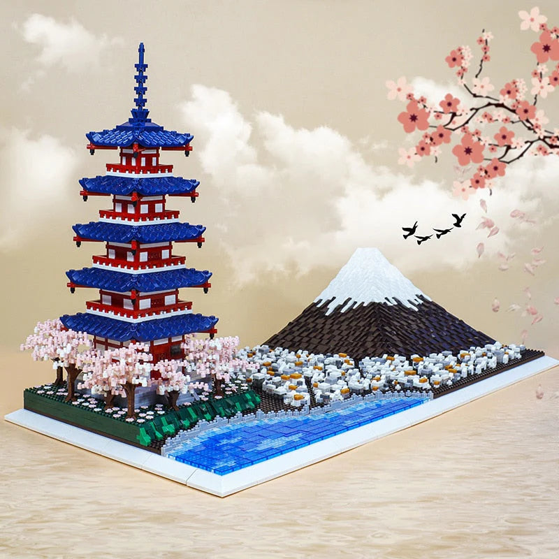 Mount. Chureito Pagoda & Japan Mount. Fuji Nano Building Blocks