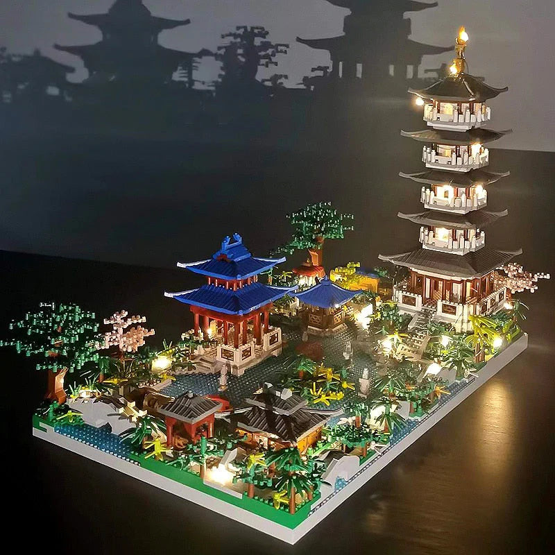 NEW Japanese Pagoda Temples Lake Village Nano Building Set