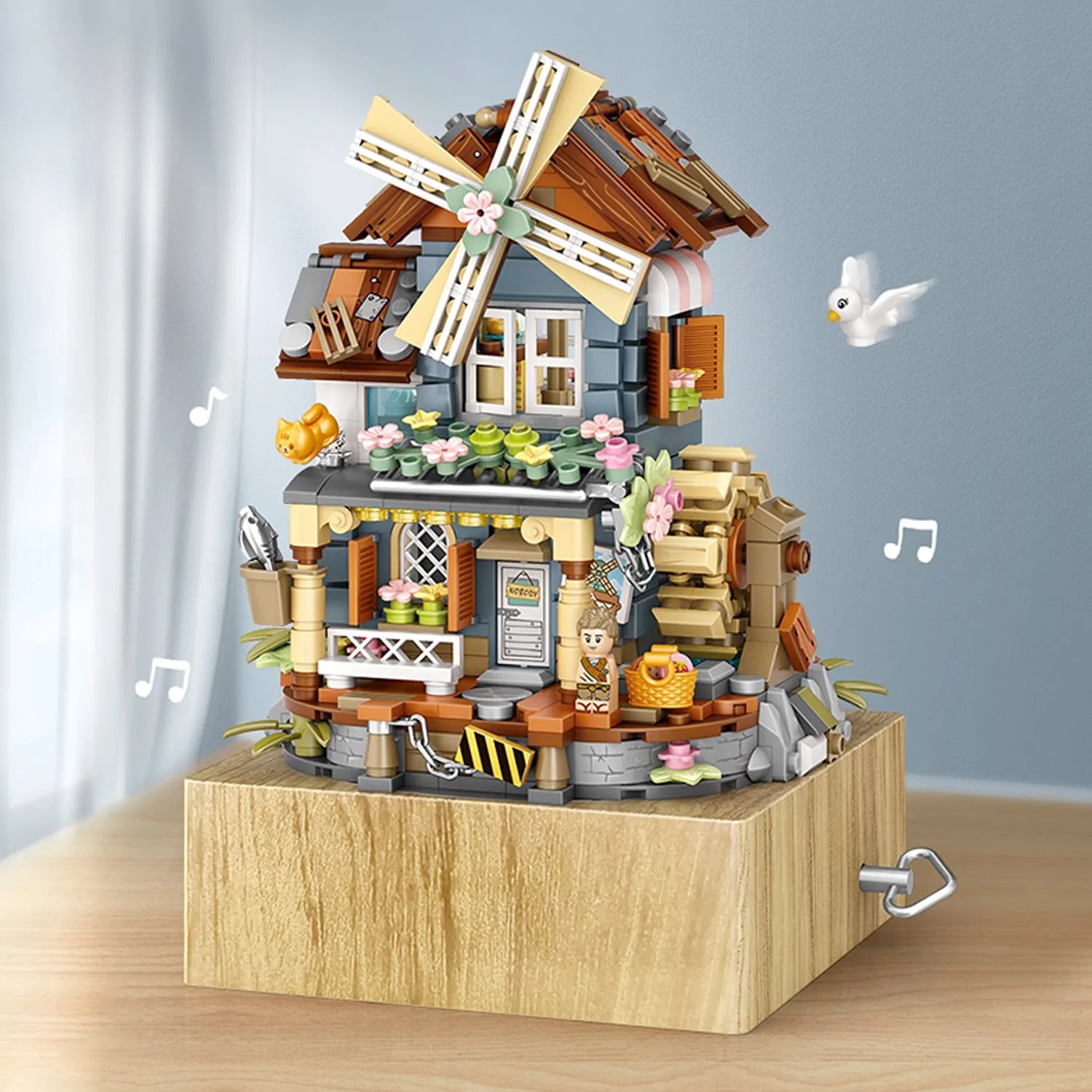 Windmill Country House Music Box Nano Building Blocks | NEW