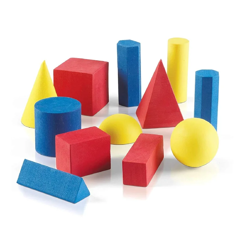 hand2mind Foam Geometric Solid Blocks, Assorted Colors, 3D Shapes (Set of 1