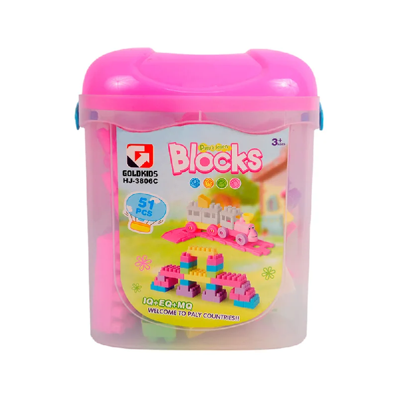 HJ3806C PLAY & LEARN BLOCKS IN BUCKET 51PC D