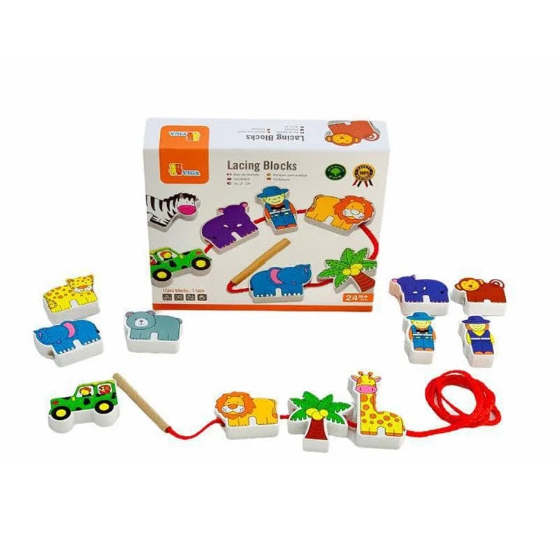 Lacing Blocks - Zoo 12pc