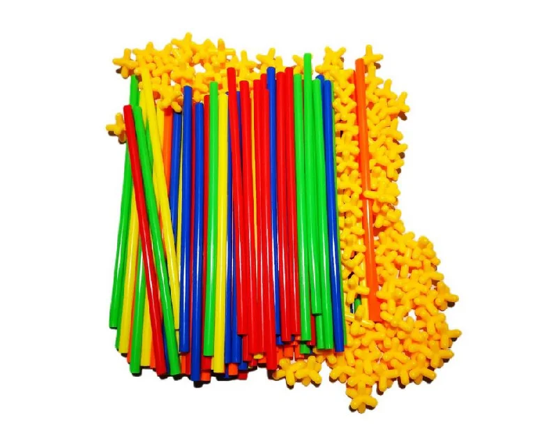 Plastic Straws and Connectors Building Construction Set - 200 Pieces