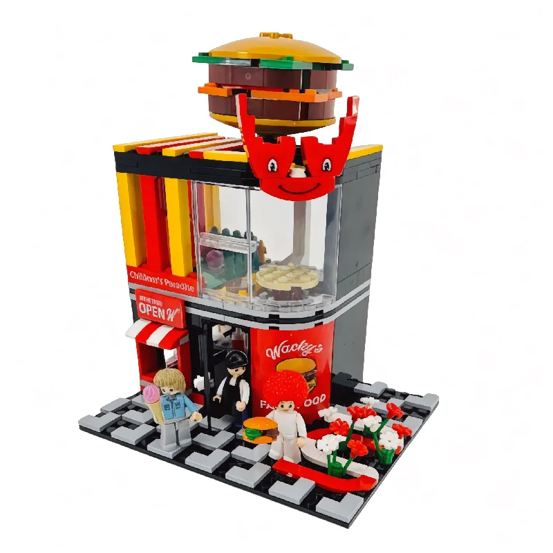 Wacky's Fast Food™ Burger Joint Restaurant Building Blocks Toy Bricks Set | General Jim's Toys