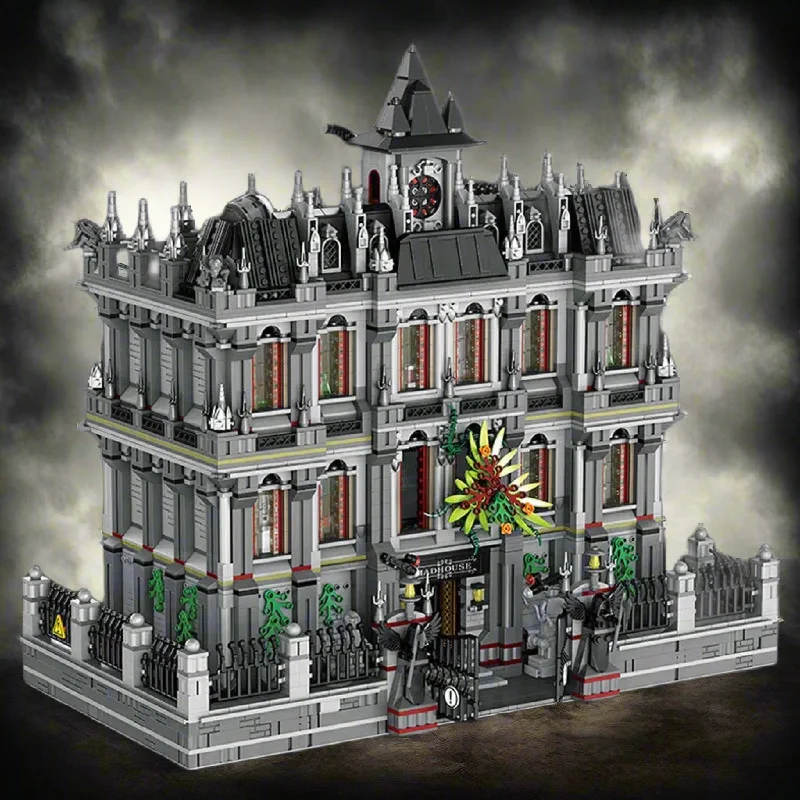 3 Level Lunatic Mad House Lunatic Asylum Hospital Modular City Building Blocks Set with Lighting | General Jim's Toys