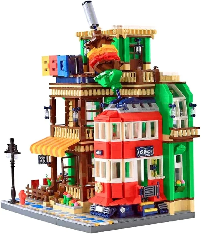 BBQ Restaurant Architecture Street View Creator Modular City Building Blocks Set | General Jim's Toys