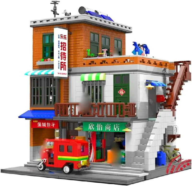 City Series Urban Village Street View Creator Modular City Building Blocks Set | General Jim's Toys