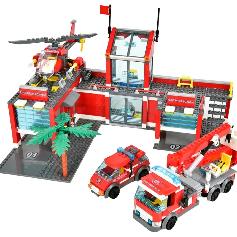 Fire Station Multi Emergency Vehicle 774 Piece Fire Station Building Blocks Brick Toy Set | General Jim's Toys