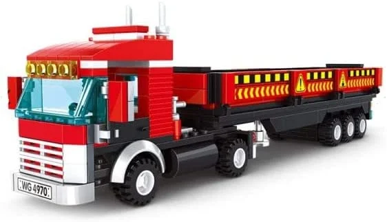 Red Heavy Truck Transport Vehicle Building Blocks Toy Bricks Set | General Jim's Toys