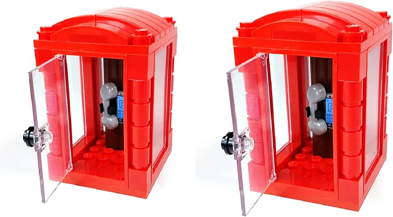 Traditional British Red Telephone Booth Building Blocks Toy Bricks Set (Set of 2)  | General Jim's Toys