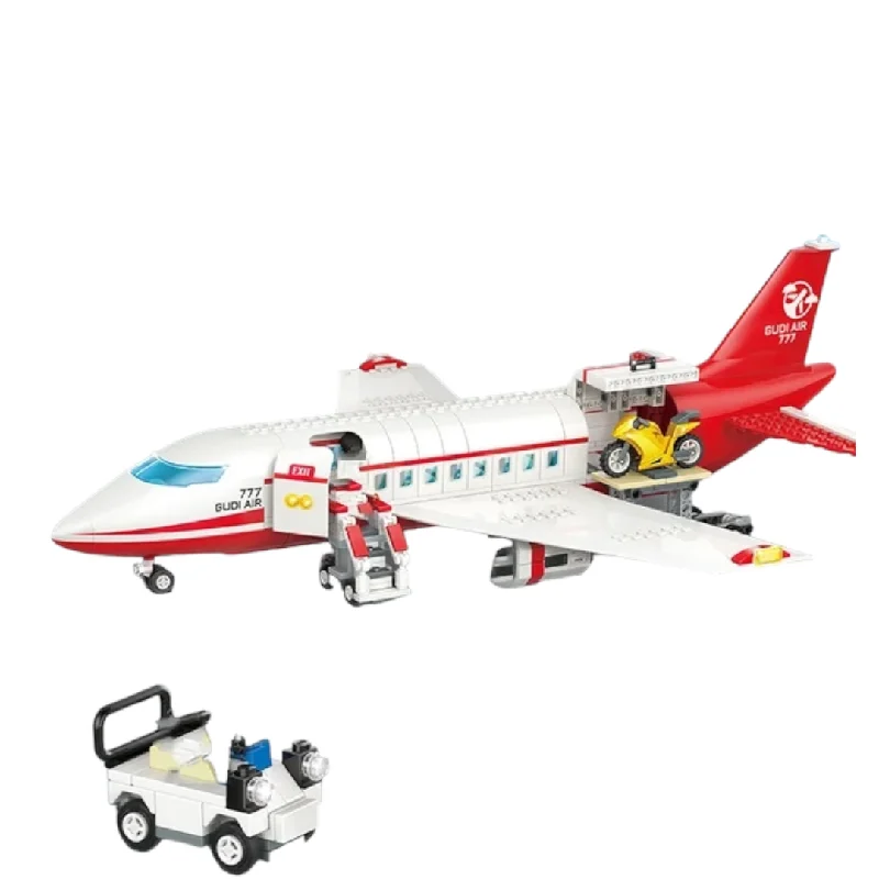 White and Red Passenger Airplane Building Blocks Toy Set 720 pieces