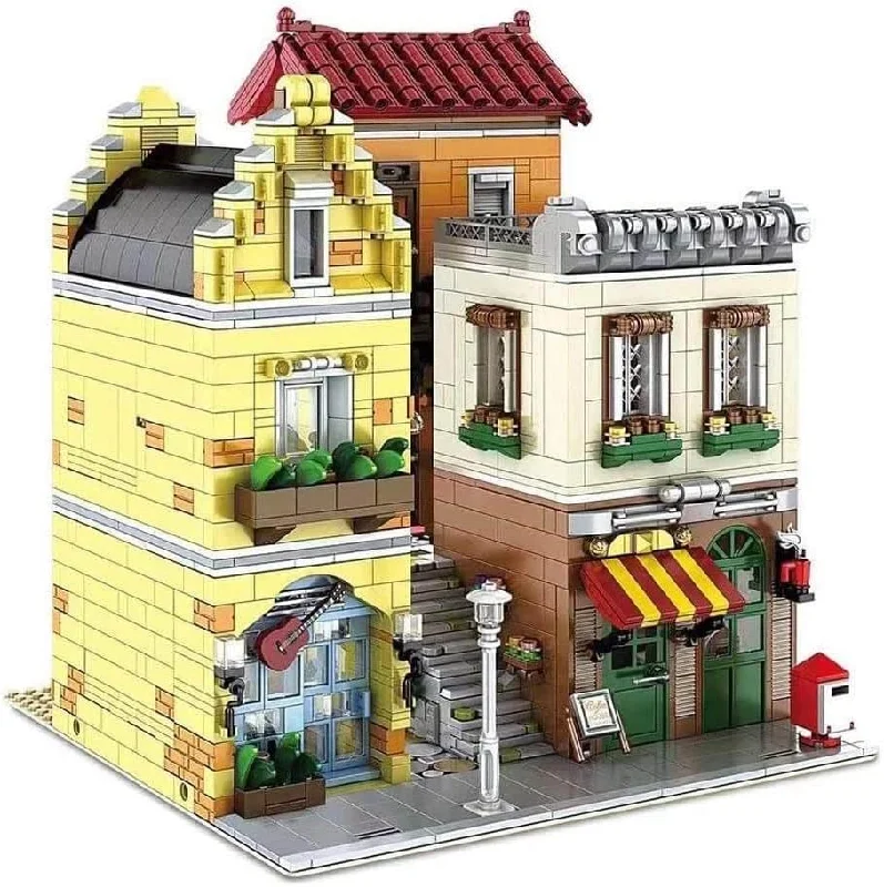 Lighted Music Store Cafe and Lounge Modular City Building Blocks Set  |General Jim's Toys