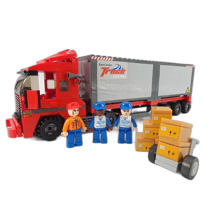 Mighty Red Hauler Double Container Truck Building Blocks Set | General Jim's Toys