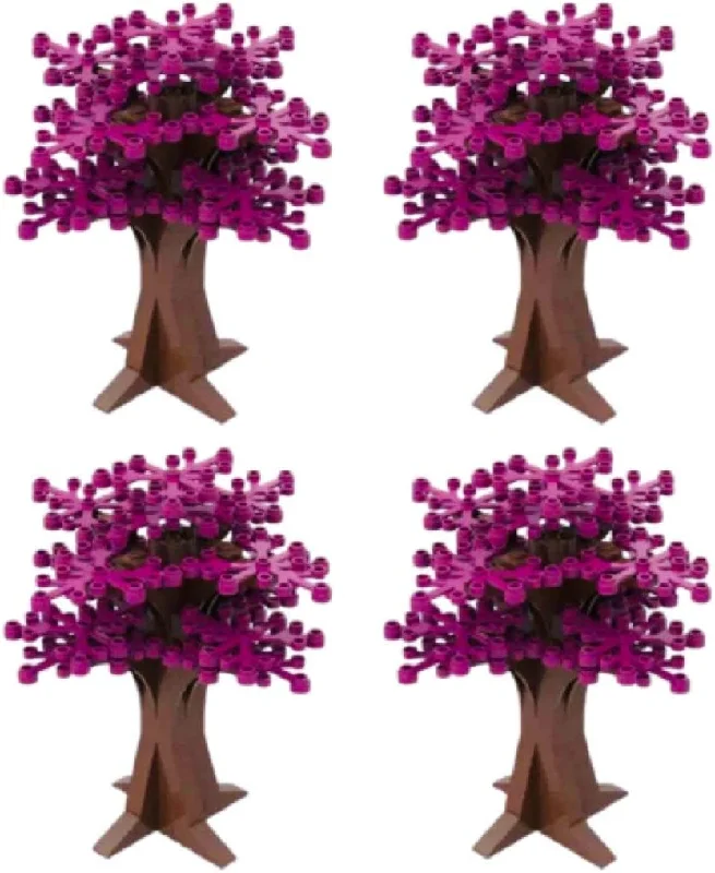 Set of 4 Pink Building Blocks Tree Decorations | Botanical Building Bricks Trees | General Jim's Toys