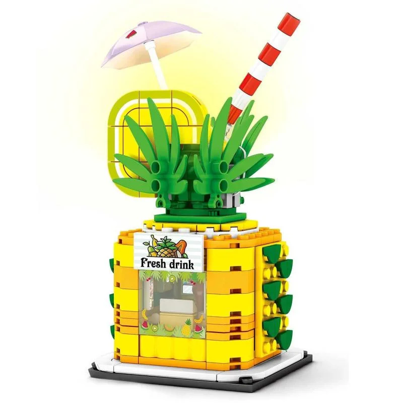 Pineapple Juice Modular Building Blocks Stand  - Fresh and Sweet Modular Building Blocks Toy Bricks Set