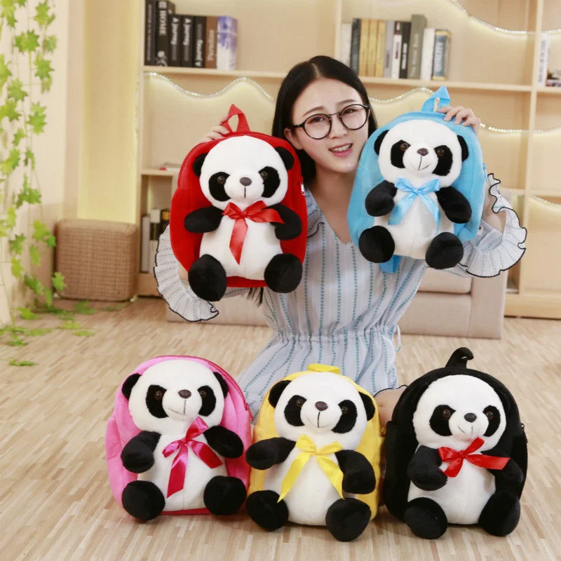 Plush panda school bag