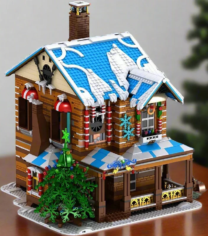 The Christmas House Modular City Building Blocks Set Winter Themed | General Jim's Toys