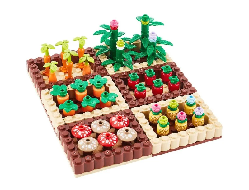 Bright Colorful Vegetable Garden Plot Building Blocks Toy Bricks Set | 6 Section Plot | General Jim's Toys