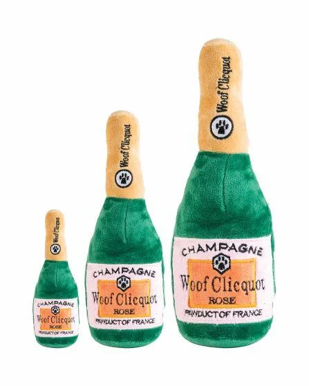 Woof Clicquot Rose Champagne Bottle Plush Toy