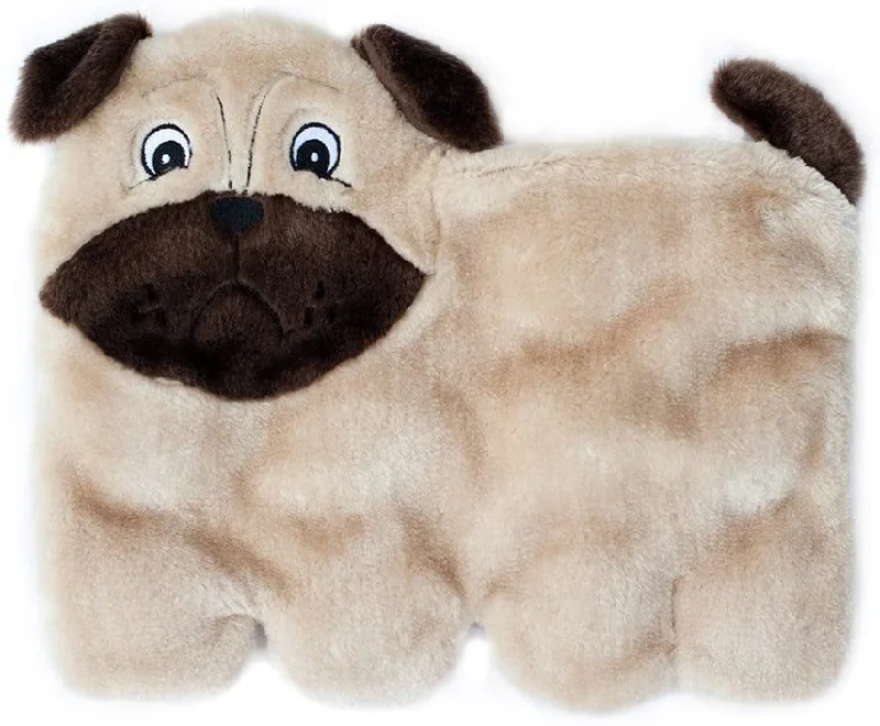 ZippyPaws Squeakie Pup 11-Squeaker No Stuffing Plush Dog Toy, Pug