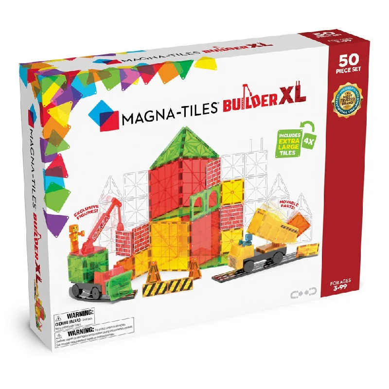 MAGNA-TILES® Builder XL 50-Piece Magnetic Construction Set, The ORIGINAL Magnetic Building Brand