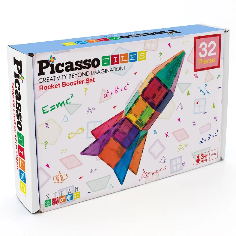 Picasso Tiles Picasso Tiles Rocket Booster Magnetic Tiles set 32pcs