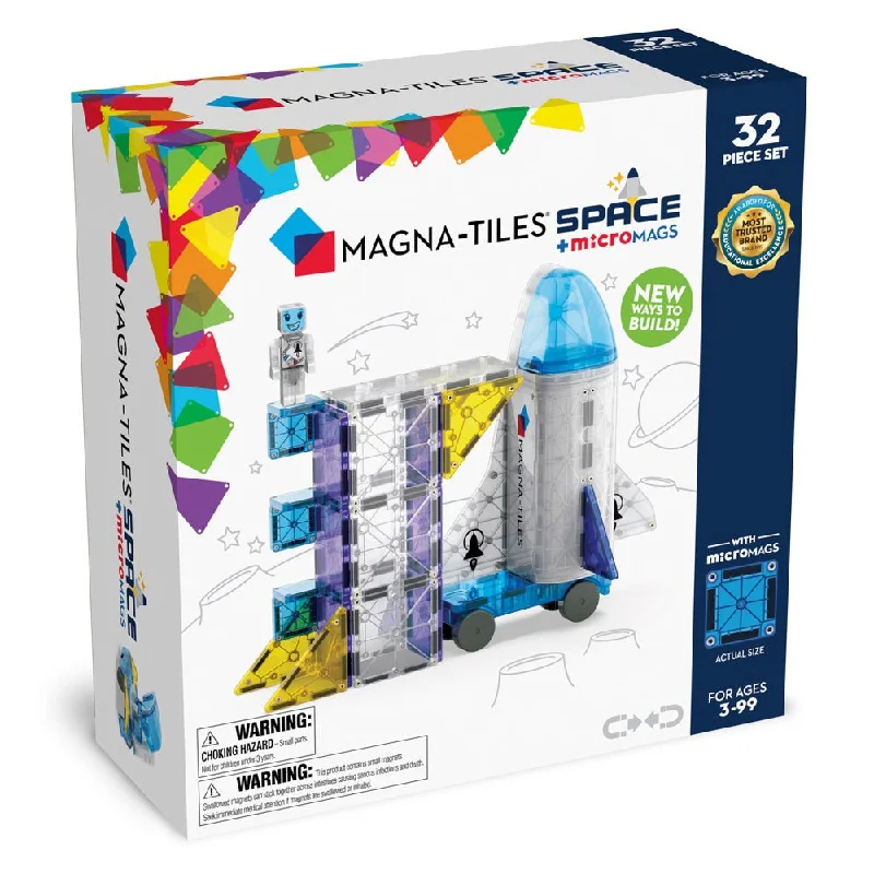 MAGNA-TILES®  Space 32-Piece Magnetic Construction Set, The ORIGINAL Magnetic Building Brand