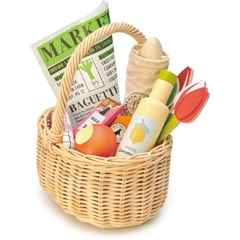 Tender Leaf Wicker Basket With Goods